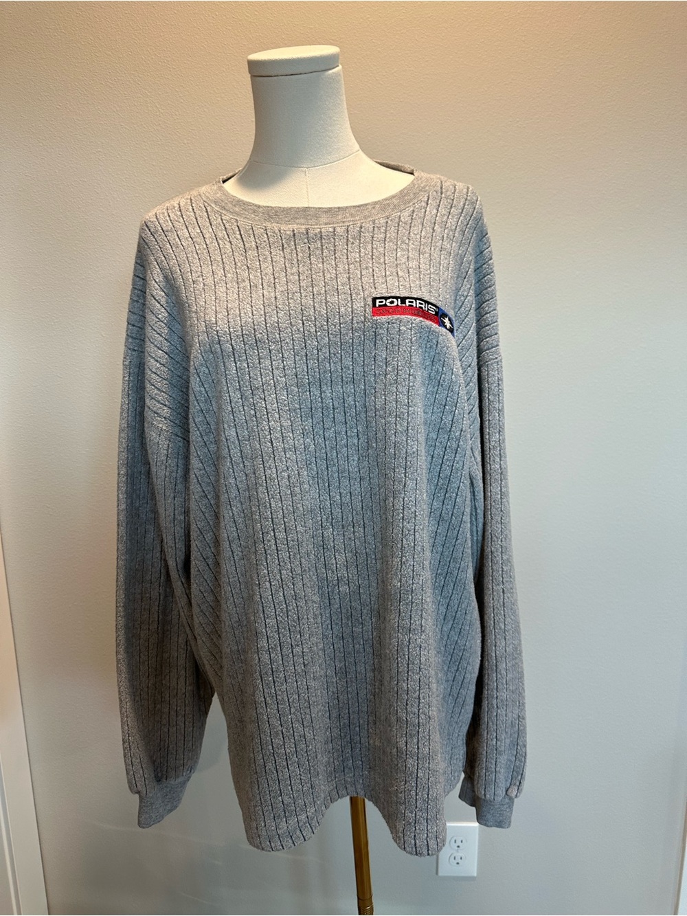 Grey Ribbed Crewneck Sweater - Polaris Snowmobiles